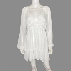 Forever‎ 21 Vanilla Plunging Tiered Babydoll Dress